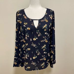 Forever 21 Floral Navy Blue Blouse